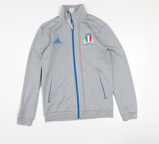 Adidas Men’s Grey Italia Track Jacket S Full Zip Rugby Sportswear
