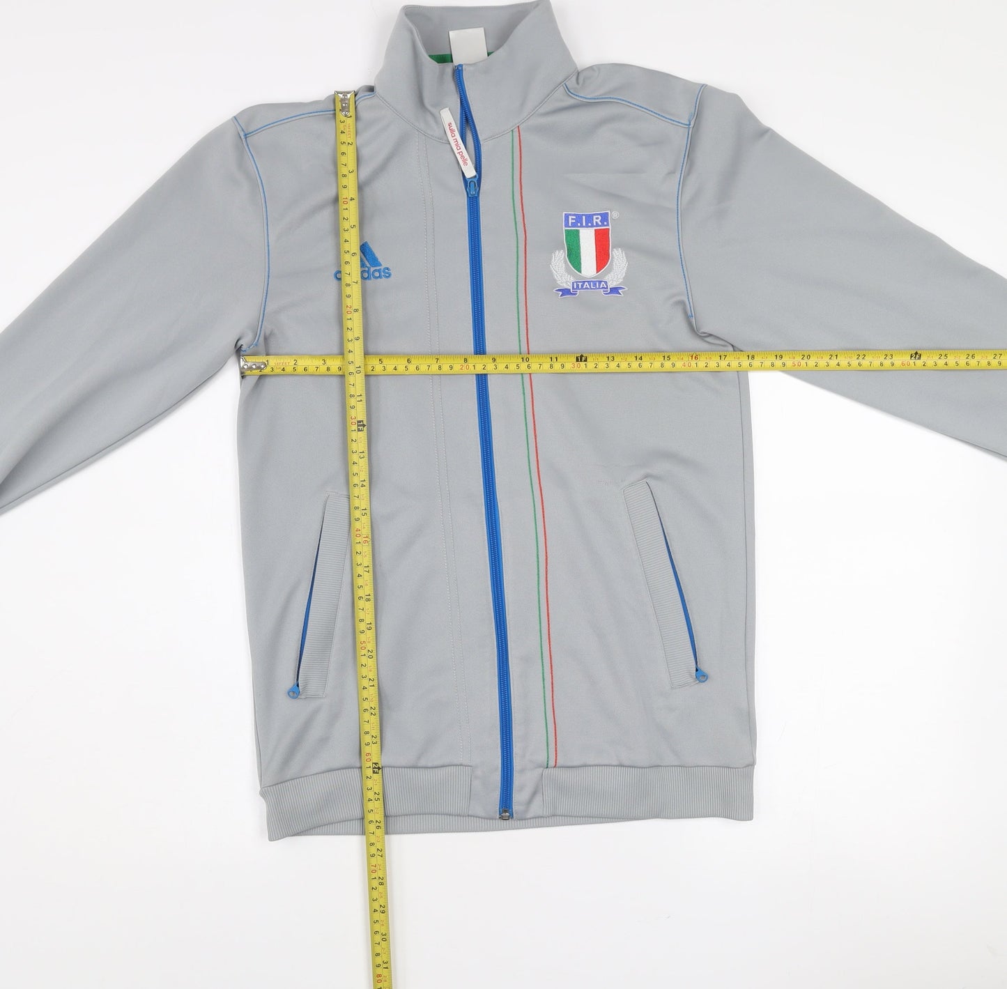 Adidas Men’s Grey Italia Track Jacket S Full Zip Rugby Sportswear