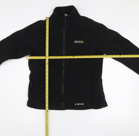 Regatta Women's Black Fleece Zip Jacket UK 14 Outdoor Mid-Length