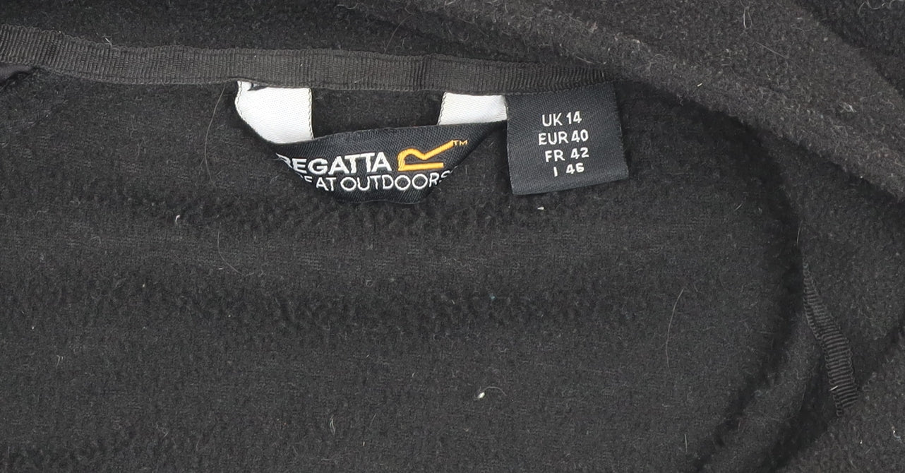 Regatta Women's Black Fleece Zip Jacket UK 14 Outdoor Mid-Length