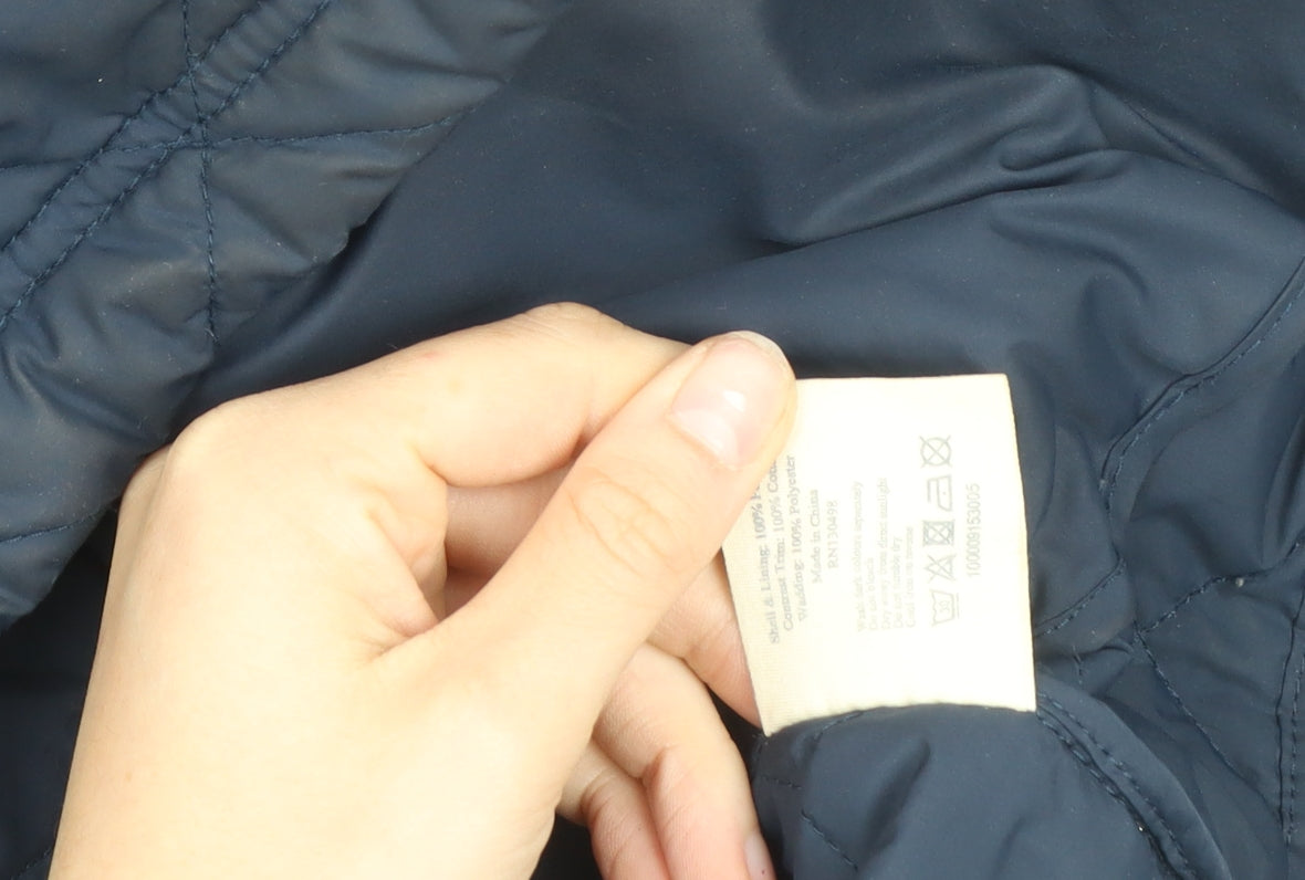 Jack Wills Men's Blue Quilted Hooded Jacket L Cotton Lined