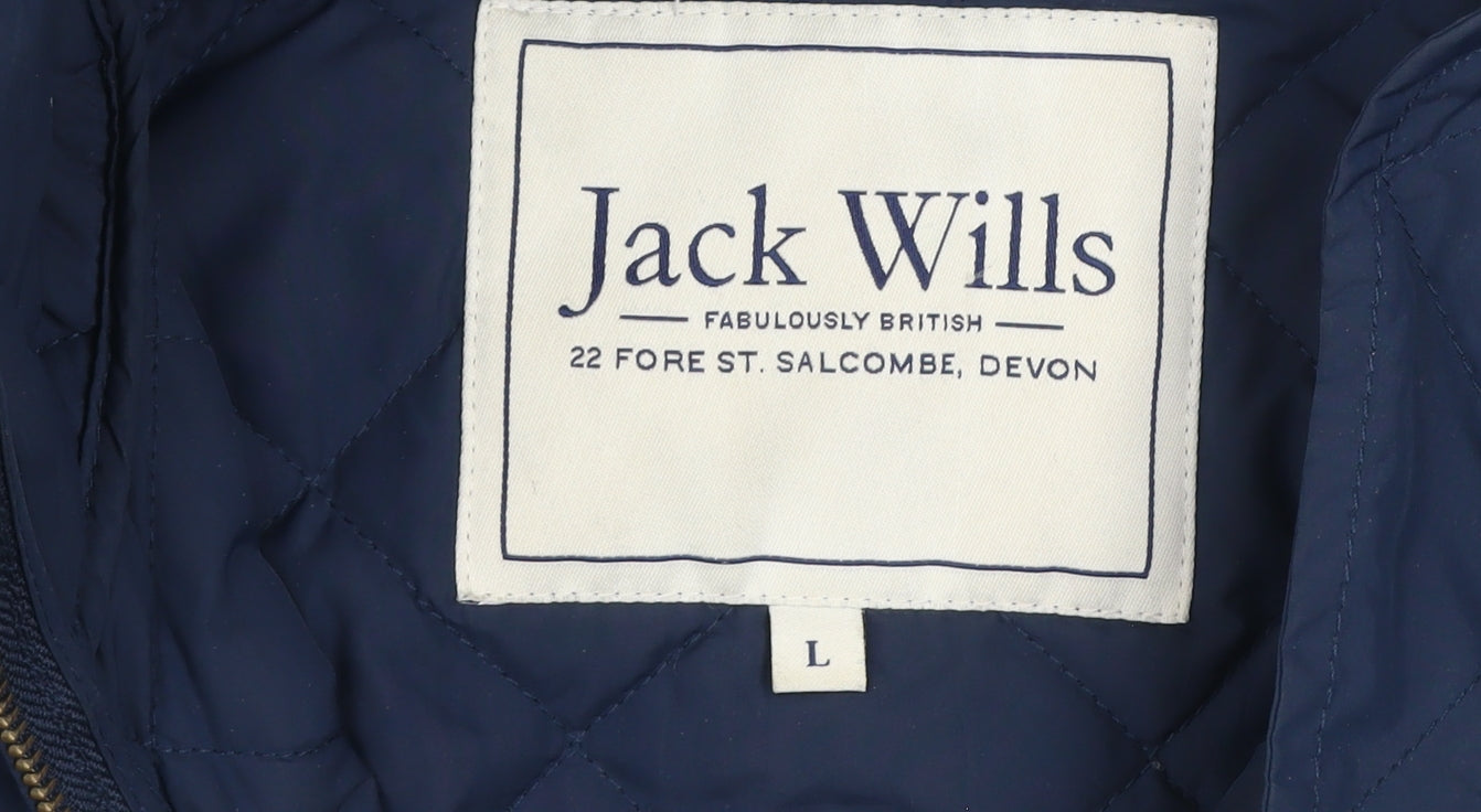 Jack Wills Men's Blue Quilted Hooded Jacket L Cotton Lined