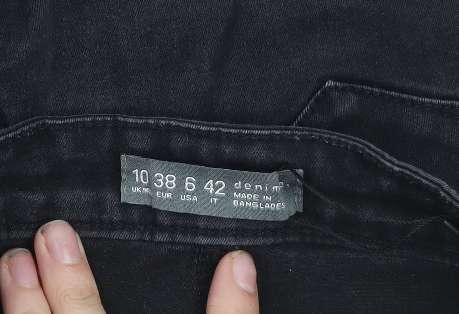 Additional view of Denim & Co. women’s black skinny jeans, size UK 10, stretch mid rise