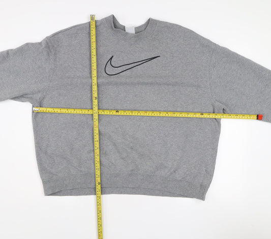 Nike Women’s Grey Dri-FIT Pullover Sweatshirt L Crew Neck Logo
