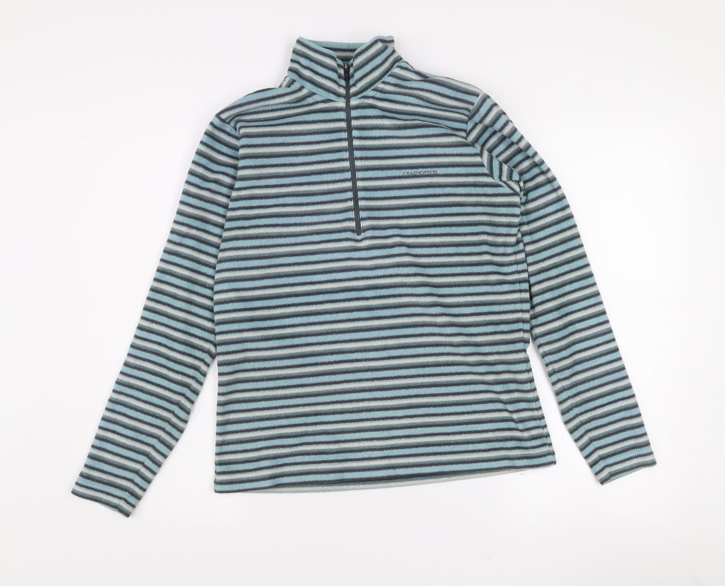 Craghoppers Womens Blue Striped 1/2 Zip Fleece Sweatshirt UK 10