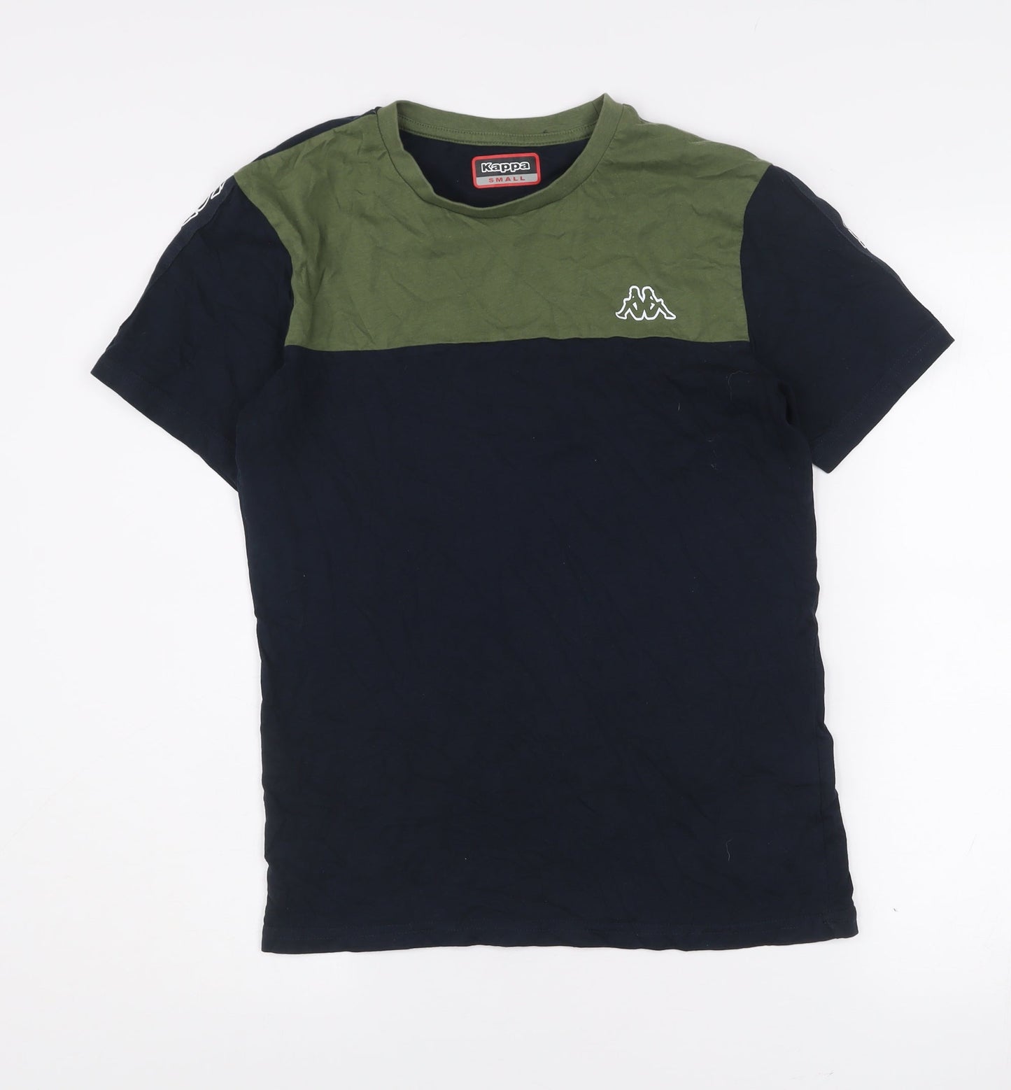 Kappa Men’s Small Navy Blue & Green Colourblock Cotton Sports T-Shirt
