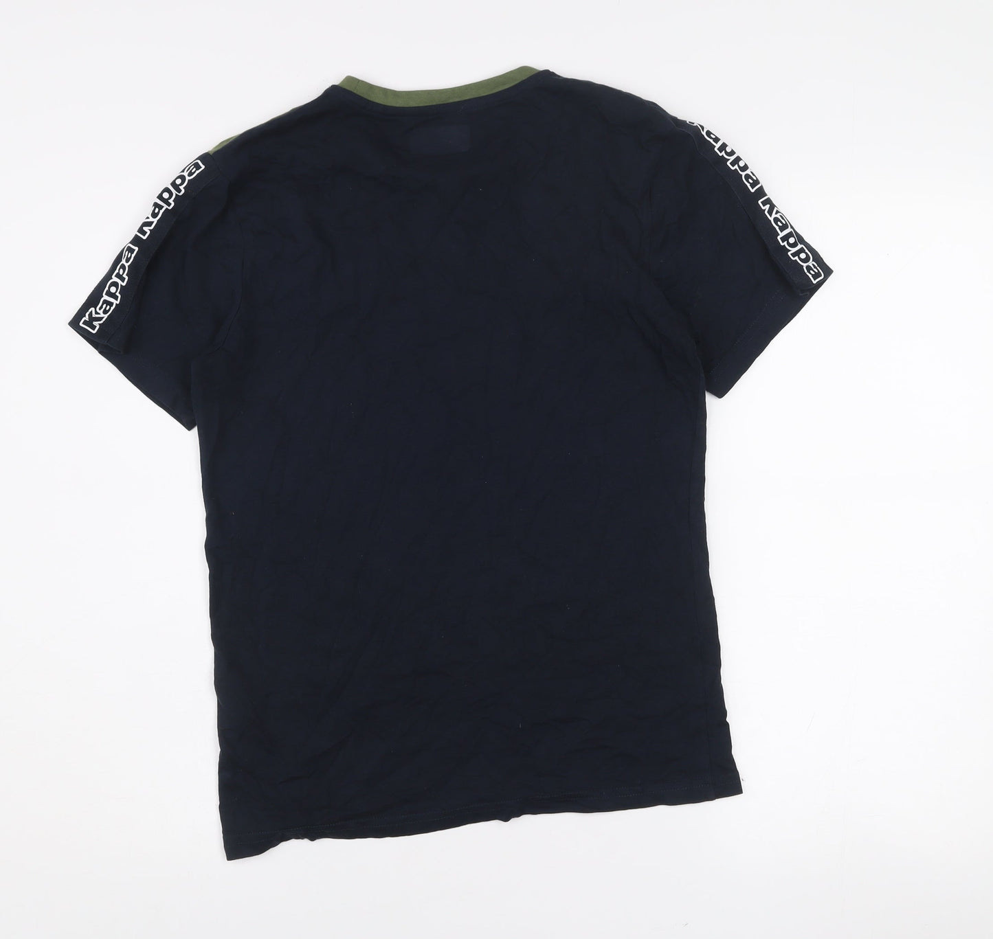 Kappa Men’s Small Navy Blue & Green Colourblock Cotton Sports T-Shirt