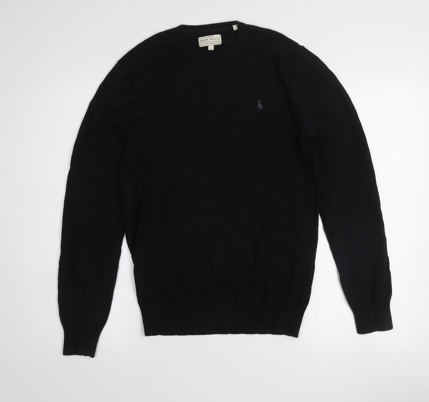 Jack Wills Men's Black Cotton Cashmere Crew Neck Jumper Size S