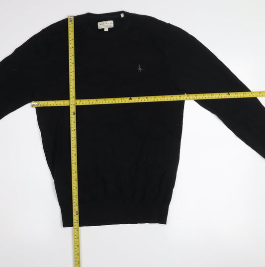Jack Wills Men's Black Cotton Cashmere Crew Neck Jumper Size S