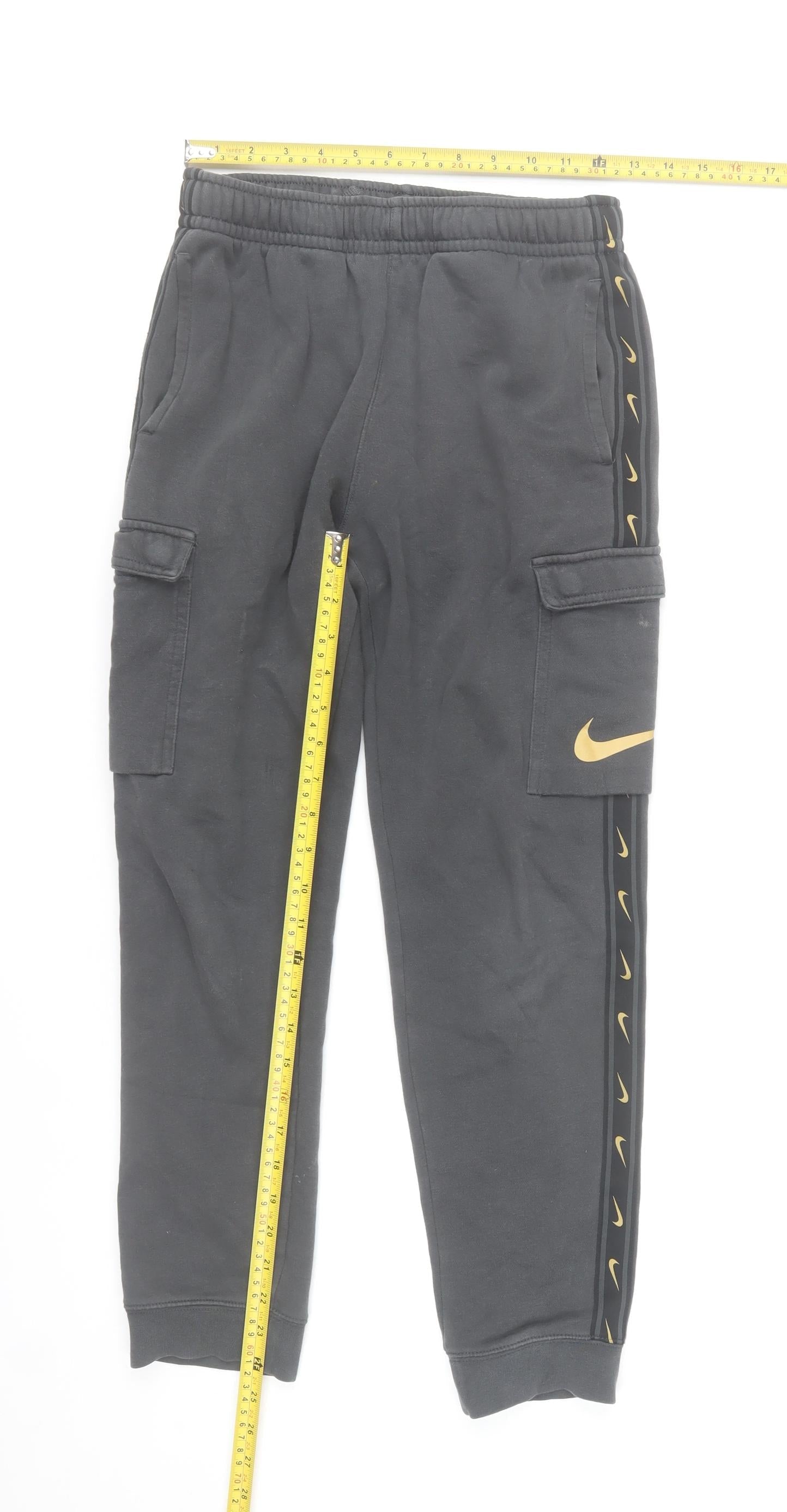 Nike Boys Black Cargo Jogger Sweatpants 14 Years 158cm Elastic Waist