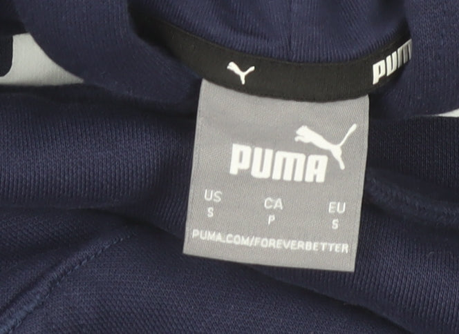 Puma Women's Navy Pullover Hoodie Small Cotton Blend Logo Sweatshirt