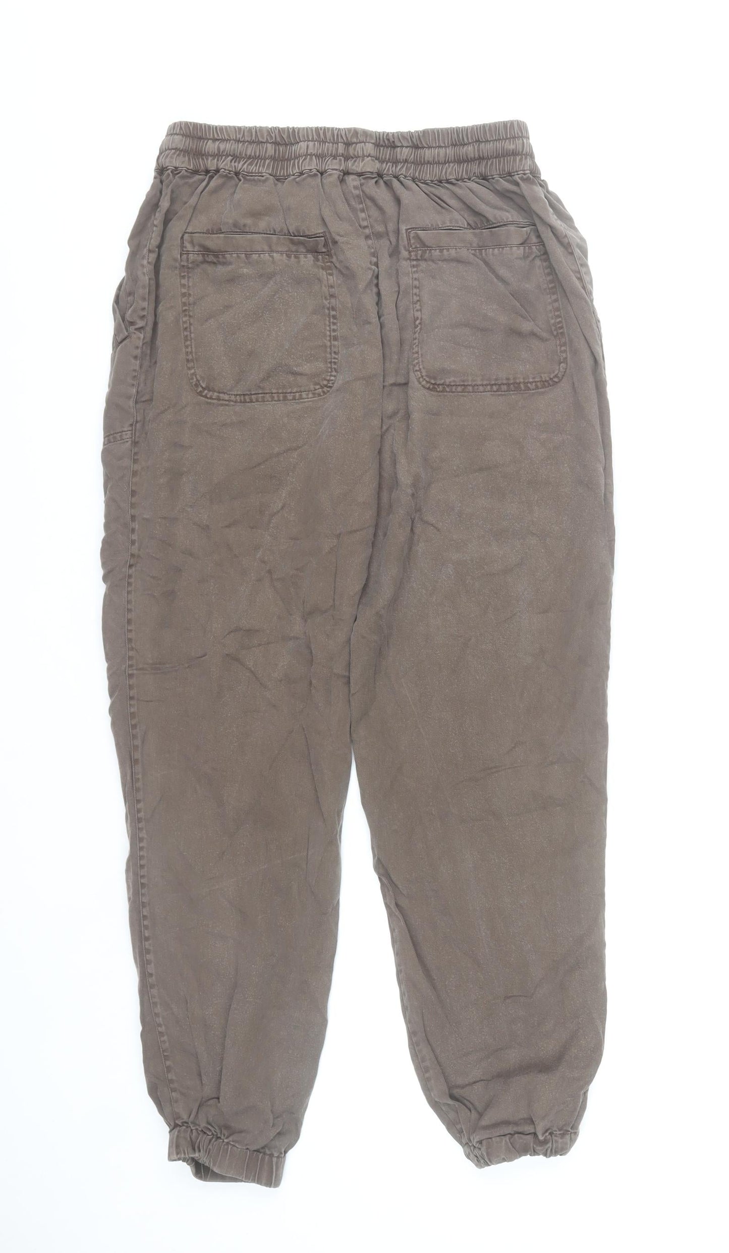 Fat Face Women Brown Lyocell Jogger Trousers Size 8 Elastic Waist