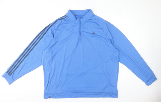Adidas Men’s Blue 2XL 1/4 Zip Mock Neck Sports Sweatshirt