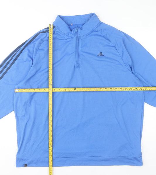 Adidas Men’s Blue 2XL 1/4 Zip Mock Neck Sports Sweatshirt