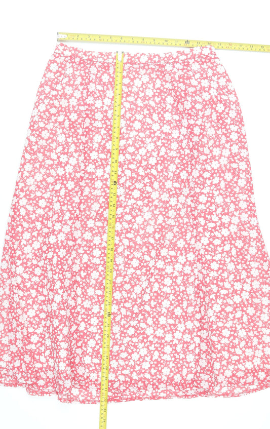 Eastex Women Pink Floral A-Line Midi Skirt Size 14
