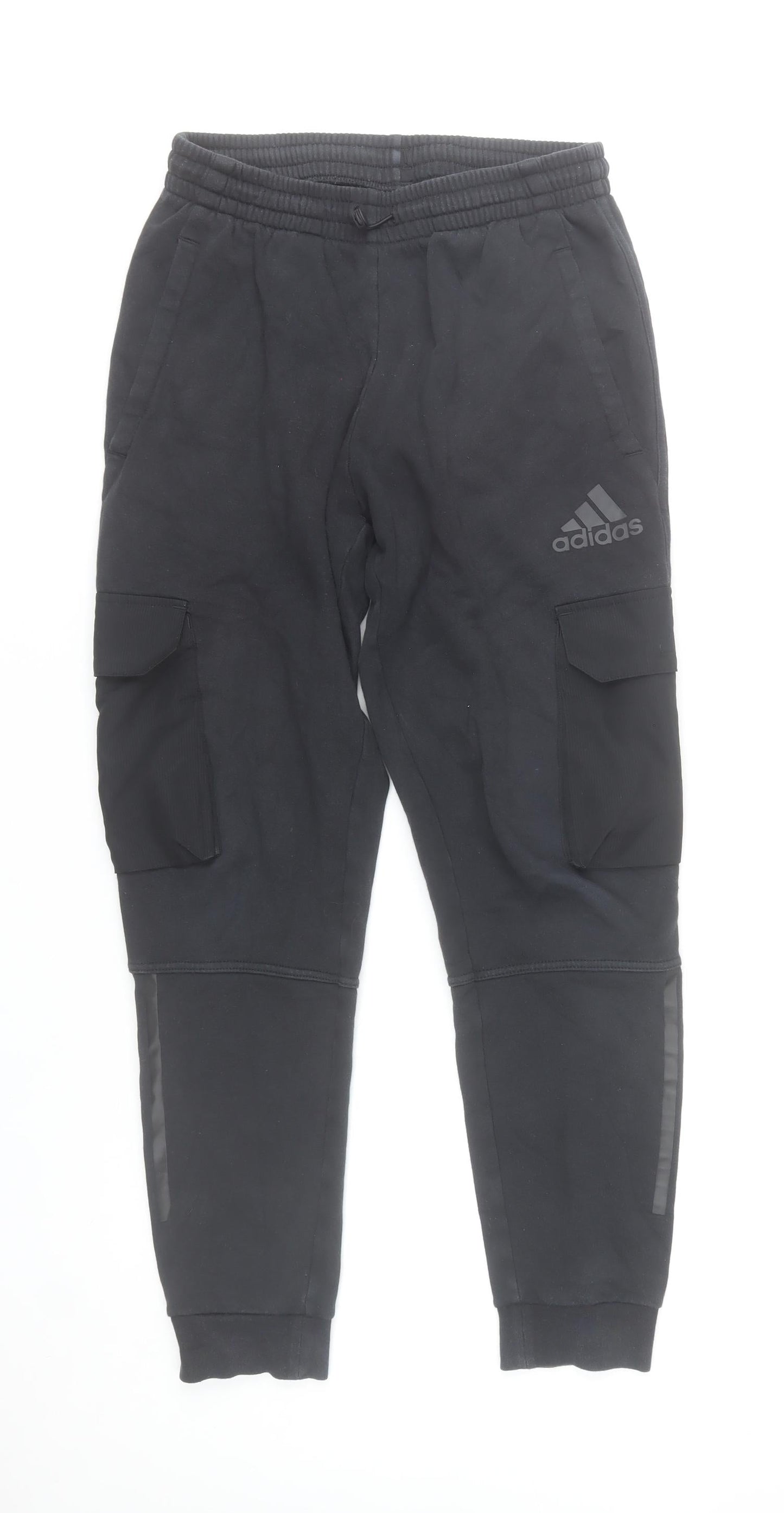 Adidas Men's Black Cargo Jogger Trousers Size S Cotton Blend