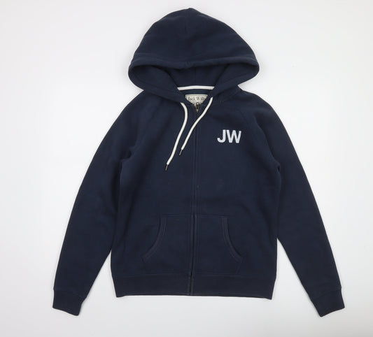 Jack Wills Women's Navy Blue Full Zip Hoodie UK 14 Cotton Blend