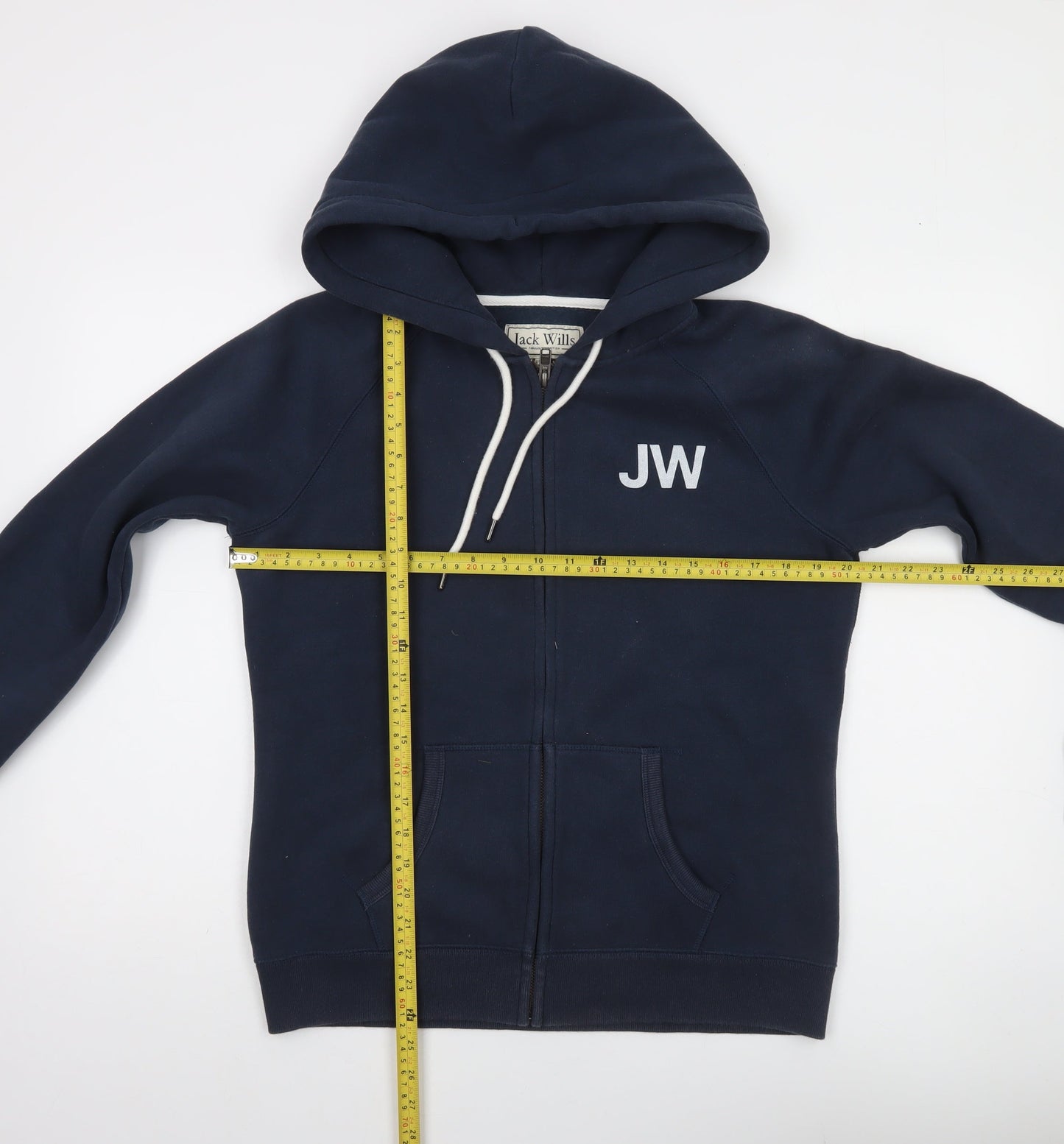 Jack Wills Women's Navy Blue Full Zip Hoodie UK 14 Cotton Blend