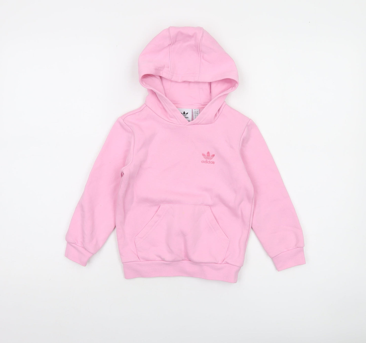 Adidas Girls Pink Pullover Hoodie 3-4 Years Fleece Logo Sweatshirt
