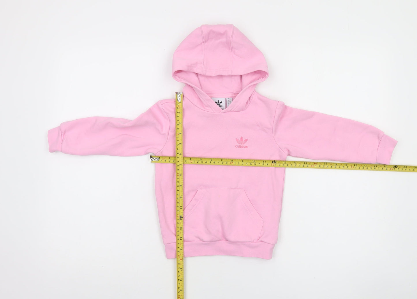 Adidas Girls Pink Pullover Hoodie 3-4 Years Fleece Logo Sweatshirt