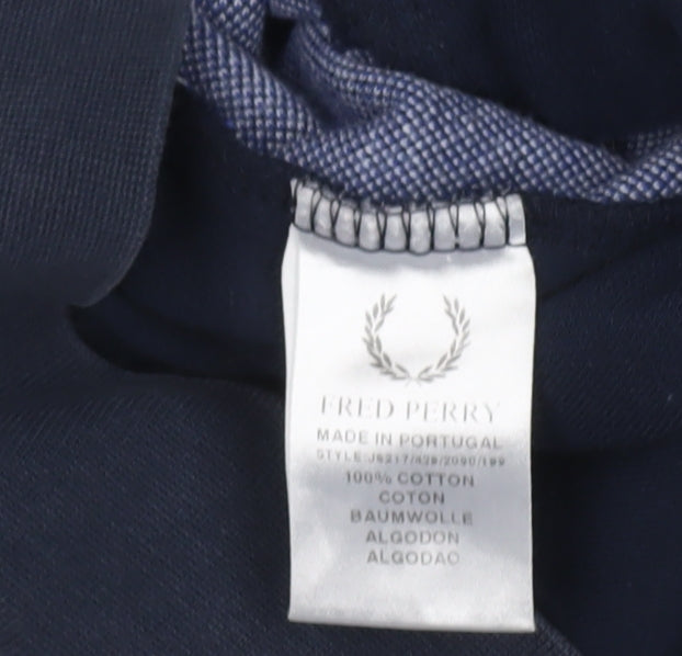 Fred Perry Men's Blue Check Cotton Zip Jacket Size M
