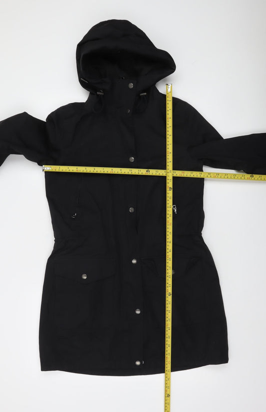 Fat Face Womens Black Waterproof Hooded Parka Coat Size 8
