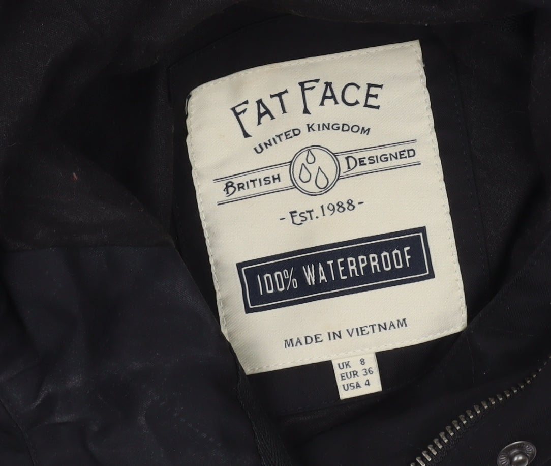 Fat Face Womens Black Waterproof Hooded Parka Coat Size 8