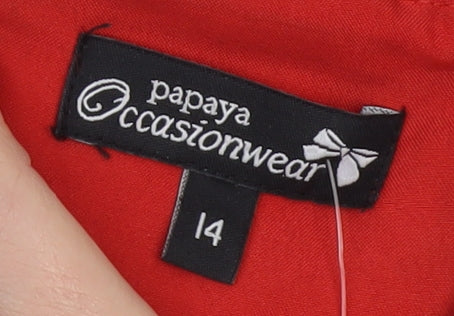 Additional view of Papaya Women’s Red Black Lace Strapless Bodycon Dress, size UK 14