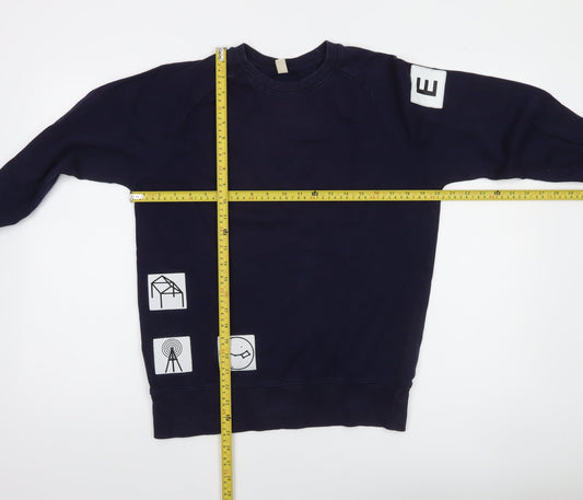 Earth Positive Men's Blue Organic Cotton Graphic Sweatshirt Size S