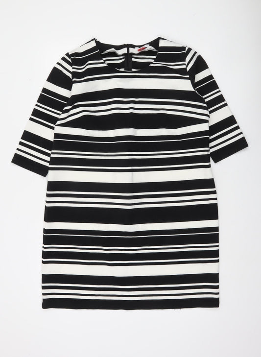 Additional front view of Lee Cooper Women's Black Striped Knee Length Shift Dress, size 12