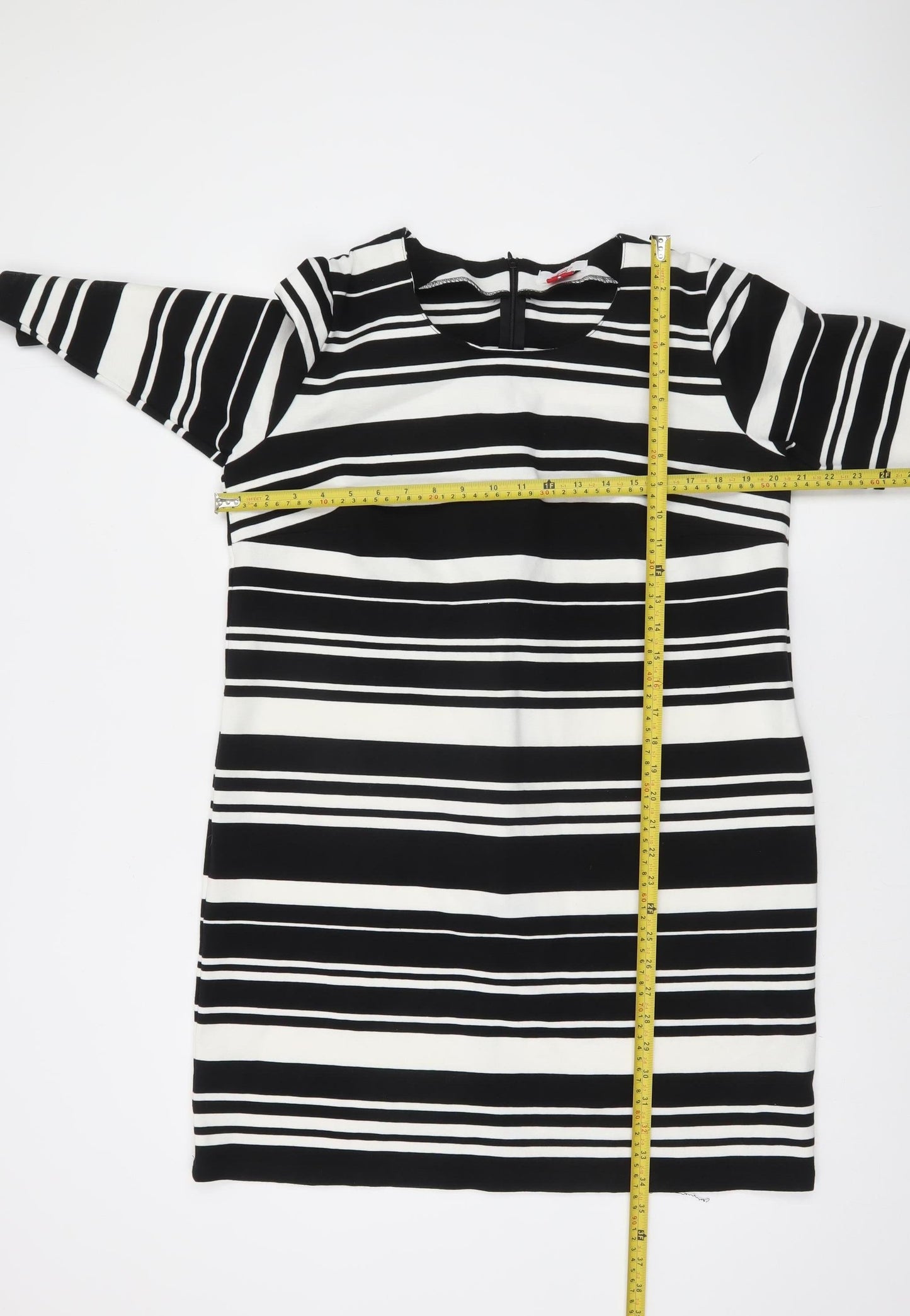 Lee Cooper Women's Black Striped Knee Length Shift Dress Size 12
