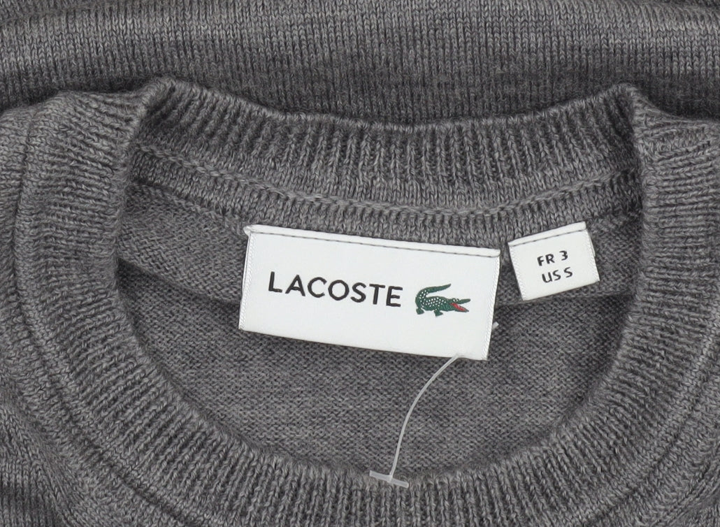 Lacoste Men's Grey Pure New Wool Crew Neck Jumper Size S
