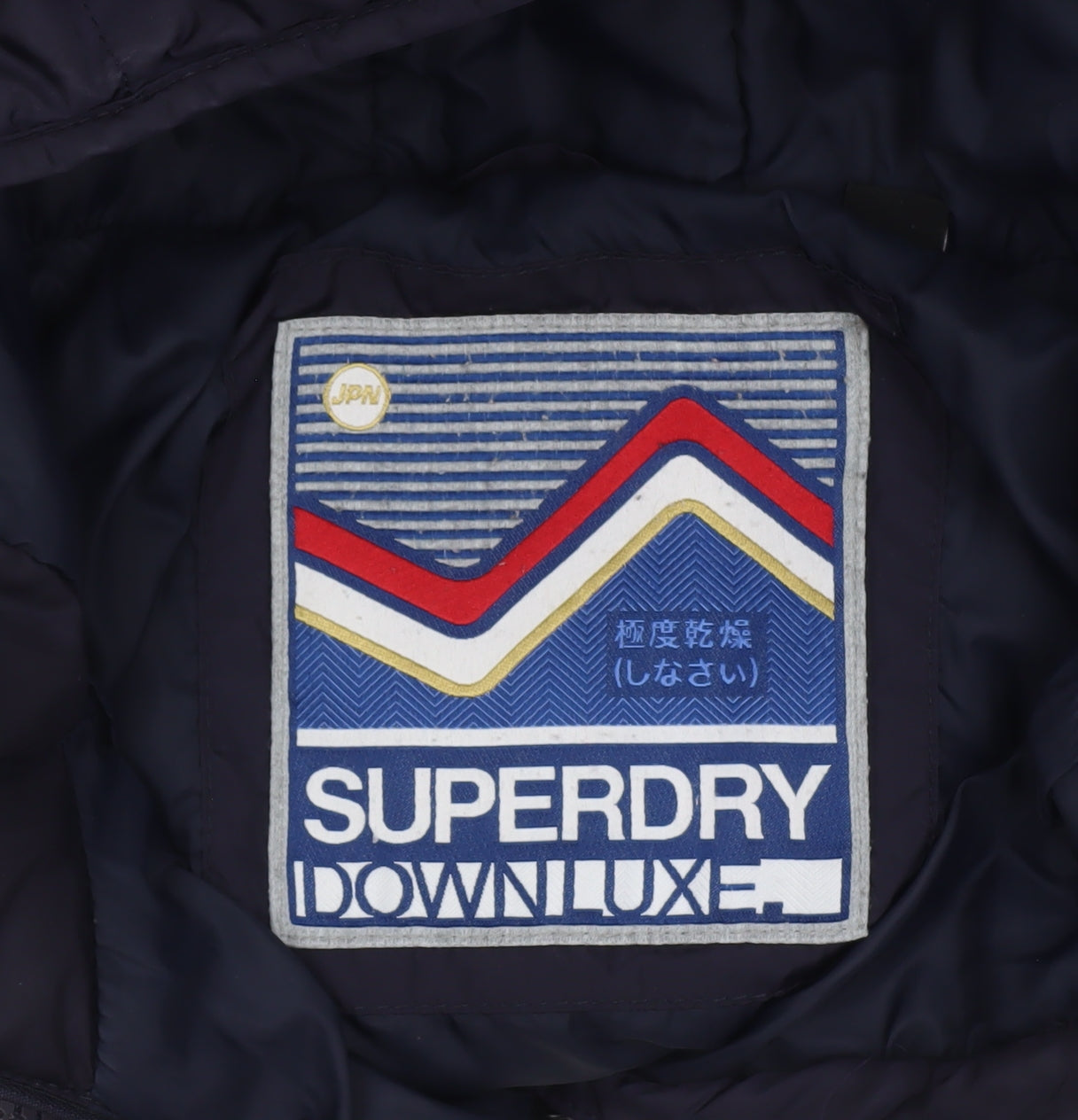 Superdry Womens Blue Puffer Jacket Size 10 Hooded Down Luxe