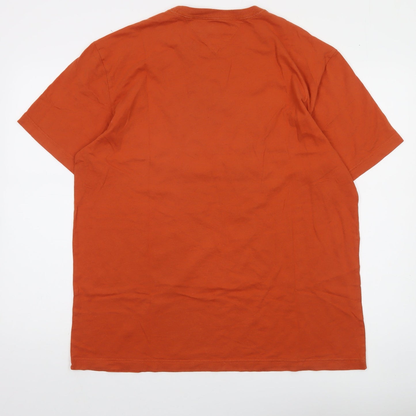 Tommy Hilfiger Men's Orange Graphic T-Shirt Size L Crew Neck