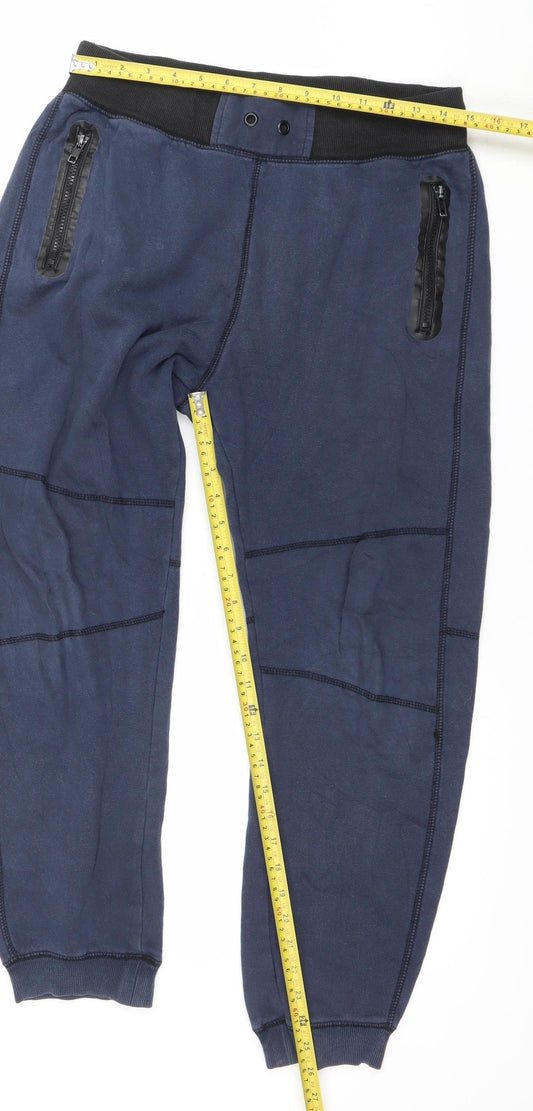 H&M Teens Blue Jogger Trousers 170 Regular Fit Fleece Cotton Blend