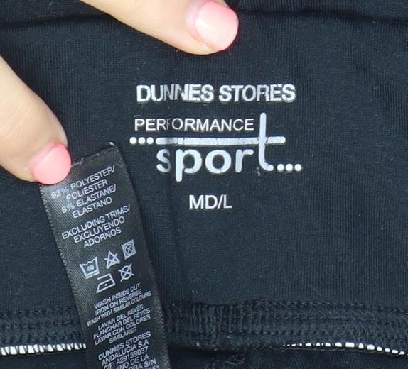 Brand and care label for Dunnes Women Black Performance Sport Leggings M