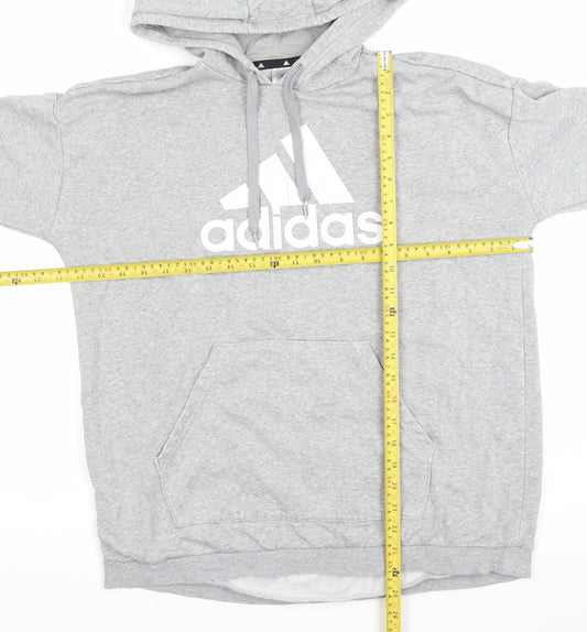 Adidas Women Grey Pullover Hoodie XL Logo Cotton Blend Casual