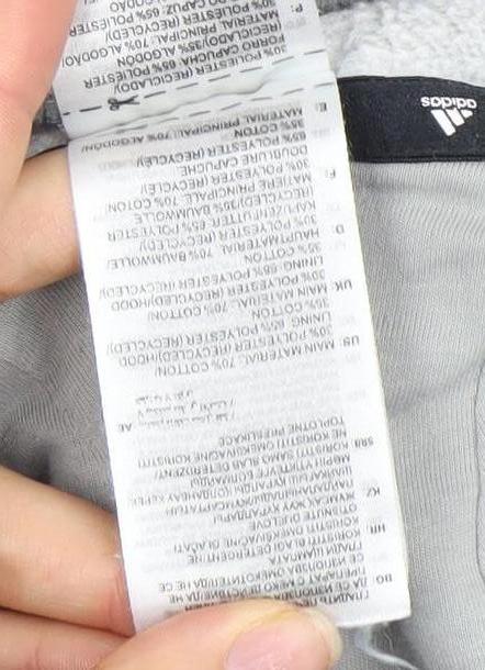 Adidas Women Grey Pullover Hoodie XL Logo Cotton Blend Casual