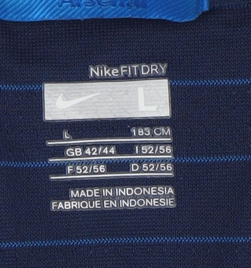 Nike Arsenal Mens Navy Blue Pinstripe Polo L Football Shirt