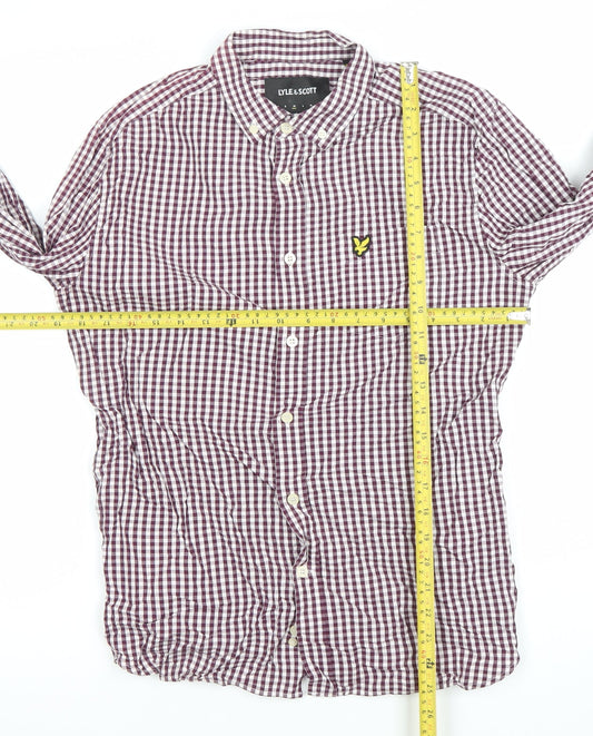 Lyle & Scott Men's Red Check Slim Fit Long Sleeve Button-Up Shirt M