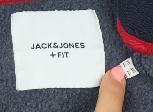 Jack & Jones Men’s Blue Full Zip Hoodie 3XL Logo Fleece