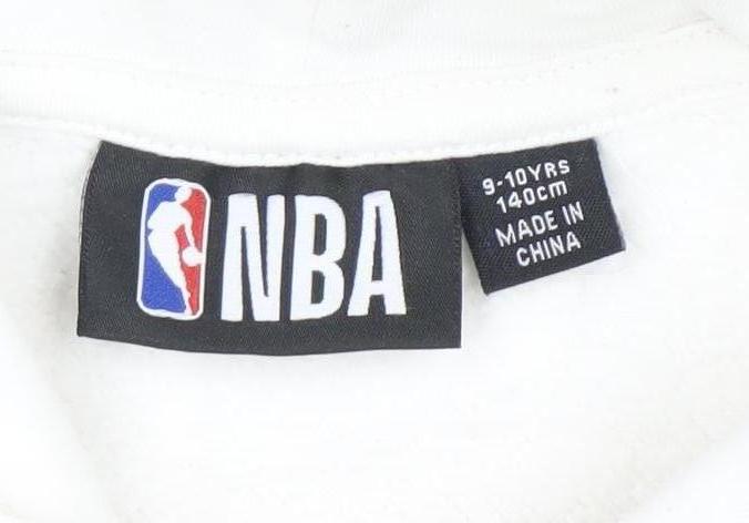 NBA Boys White Chicago Bulls Pullover Hoodie 9-10 Years Cotton Blend