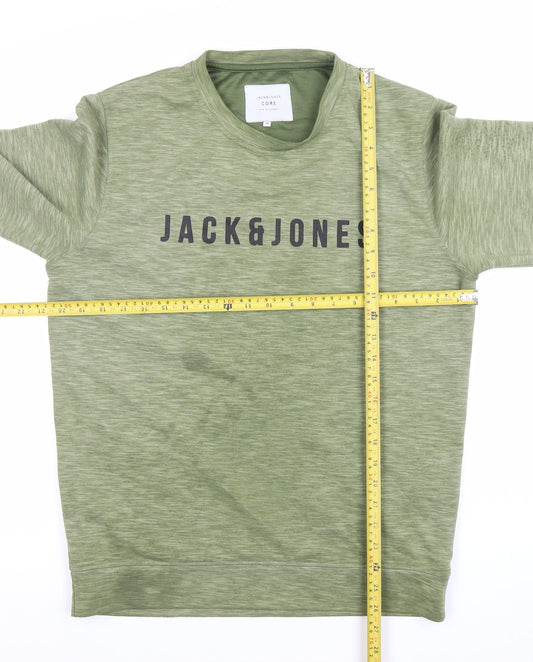 Jack & Jones Core Men's Green Sweatshirt M Crew Neck Long Sleeve