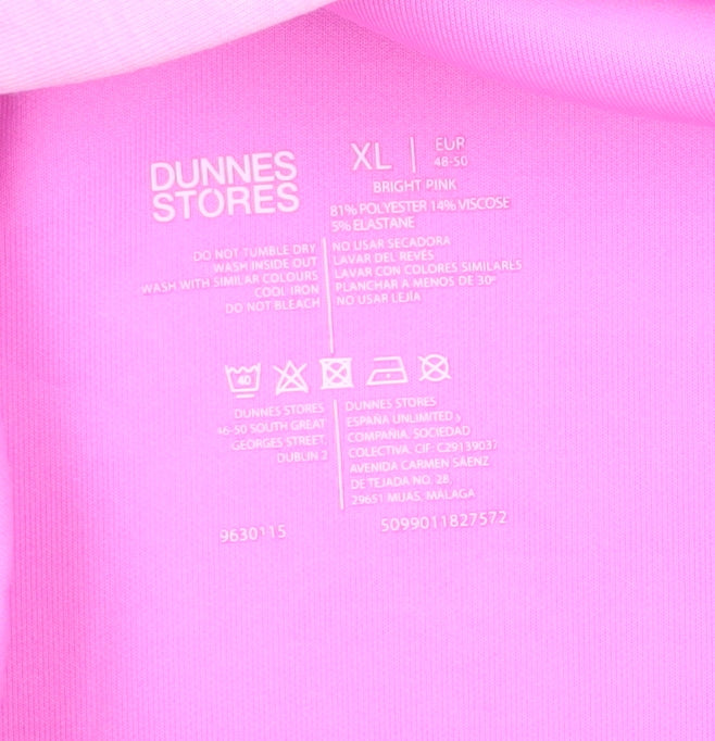 Brand and care label for Dunnes Women Bright Pink Full Zip Hoodie XL Polyester Blend