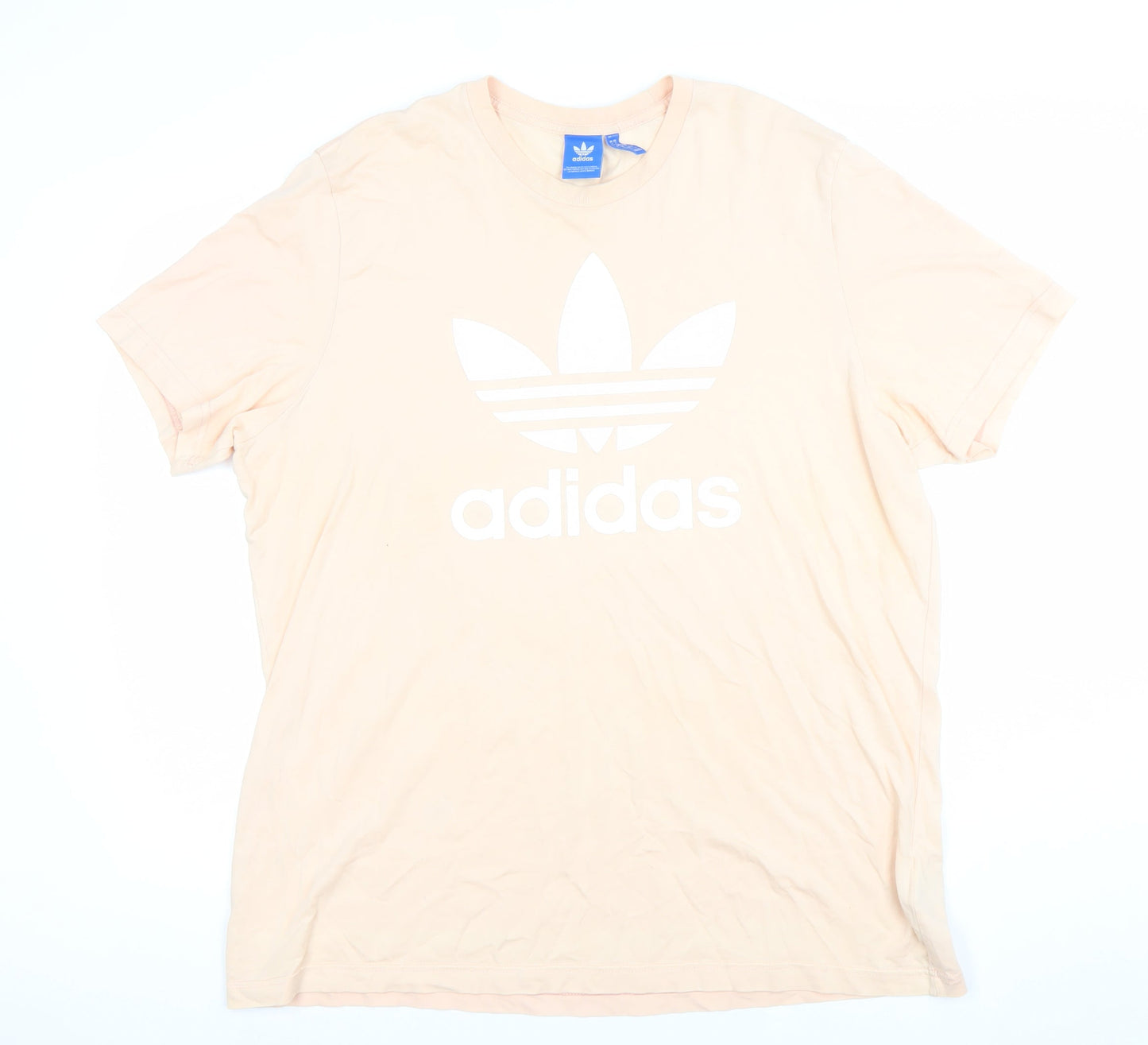 Adidas Women's Beige XL Short Sleeve Cotton Logo T-Shirt