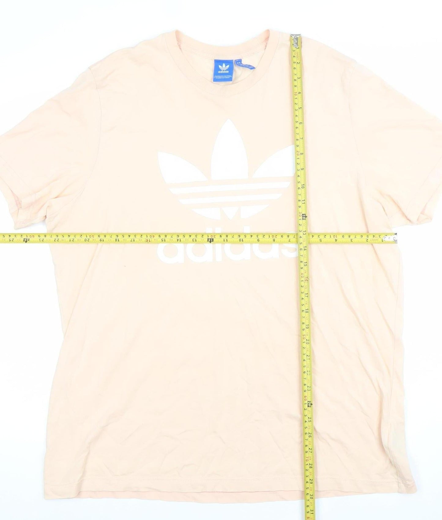 Adidas Women's Beige XL Short Sleeve Cotton Logo T-Shirt
