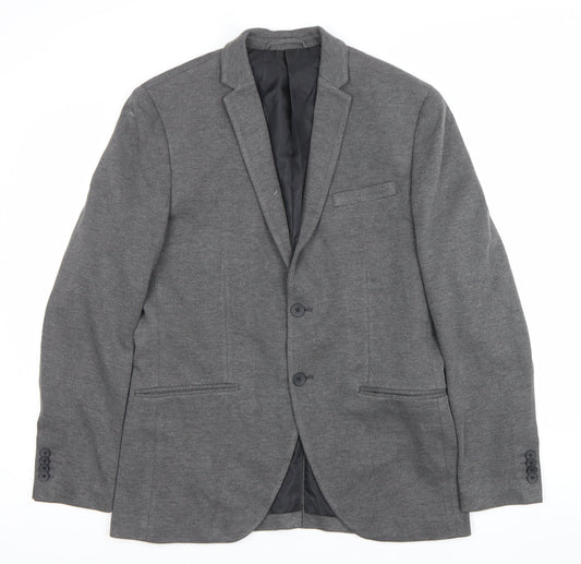 Mens 40 Chest Regular JACK & JONES Grey Two-Button Blazer