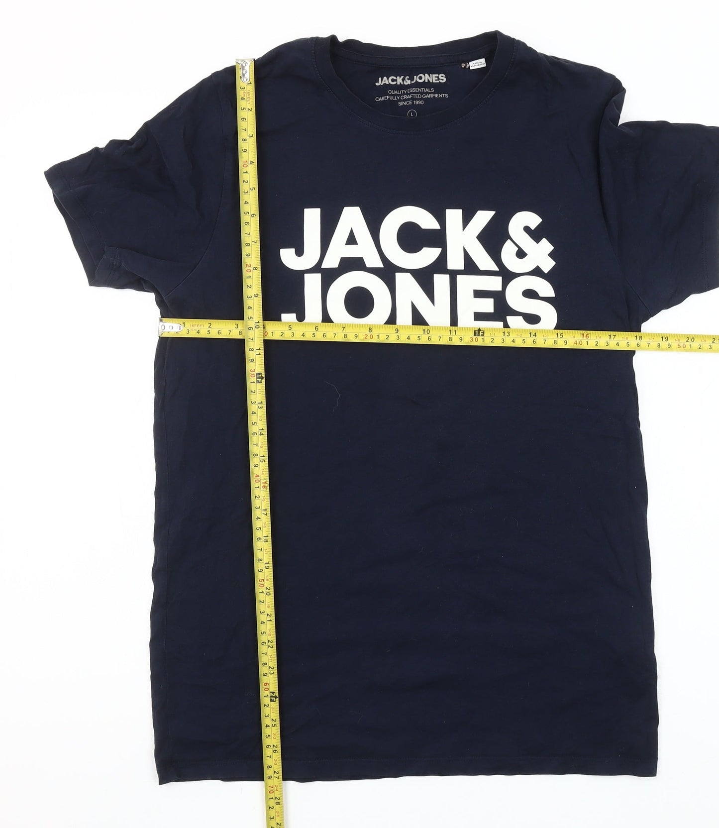 Jack & Jones Men's Blue Logo Crew Neck Short Sleeve T-Shirt Size L