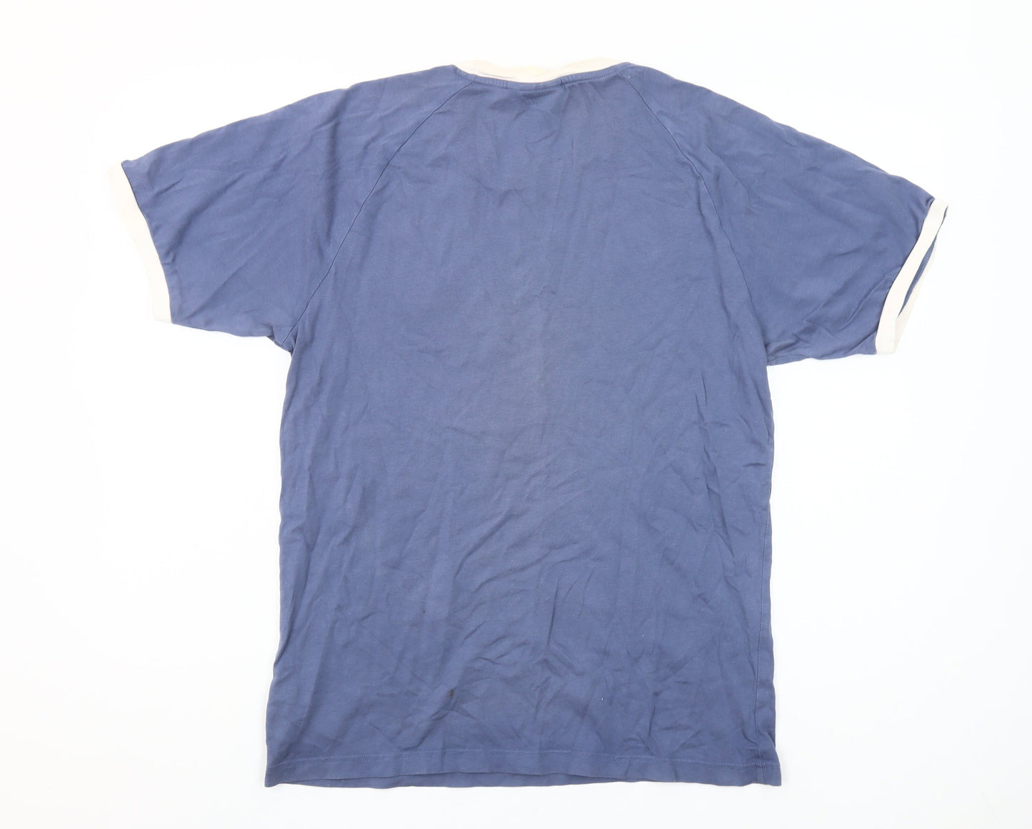 Adidas Men's Blue Retro Sports 3-Stripes Cotton T-Shirt Size M