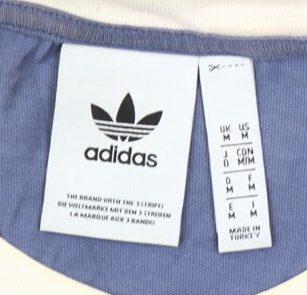 Adidas Men's Blue Retro Sports 3-Stripes Cotton T-Shirt Size M